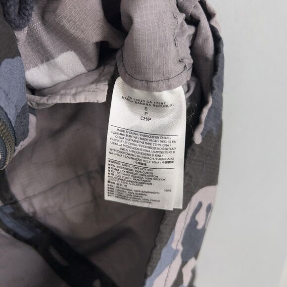 Banana Republic Jacket Womens Small Gray Blue Camo Anorak Utility Ripstop Army - Picture 7 of 15
